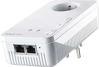 devolo Magic 1 WiFi 5 (ac) Adaptateur d'extension : 1x Adaptateur CPL WiFi, Prise Gigogne (1 200 Mbits, 2x Ports Fast Ethernet, Mesh), idéal télétravail, gaming, streaming, prise française
