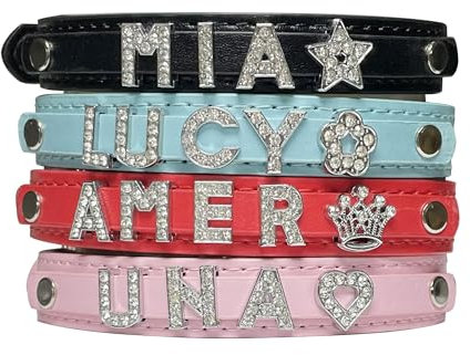 pets-lover Personalised Dog Puppy Cat Pet NAME Collar (Pink, XS(1.5CM*30CM))