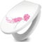 banjado Toilettendeckel mit Absenkautomatik 44,5x37cm / WC Sitz mit Absenkautomatik/Toilettensitz Duroplast mit Edelstahl Scharnieren/Klodeckel mit Absenkautomatik Motiv Holunder Pink