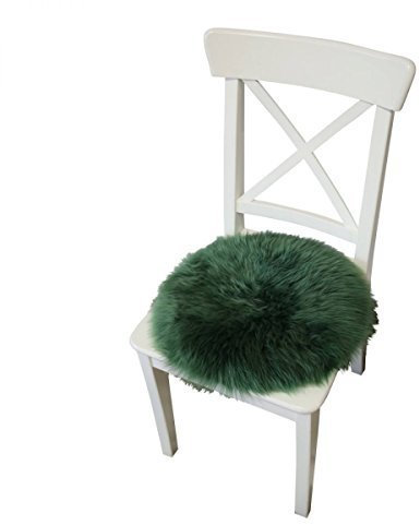 Hollert German Leather Fashion Lammfell - SITZKISSEN/STUHLAUFLAGE rund Ø 40 cm Farbe Moosgrün