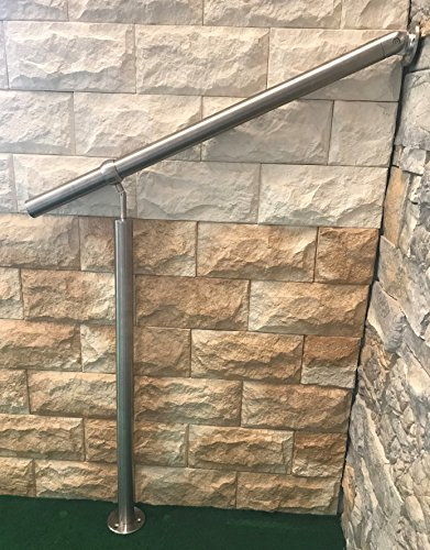 Geländer Edelstahl Außen & Innen Komplett Set | Treppengeländer bodenmontage Bausatz | Wandhandlauf für Treppenhaus Edelstahl-Handlauf (150 cm)