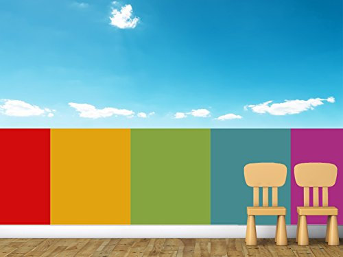 Vinyl-Fototapete für die Wand, bunte Zaun, Wanddekoration, Wandbild, Vinyl, verschiedene Größen, 100 x 70 cm, Dekoration für Esszimmer, Wohnzimmer, Zimmer.