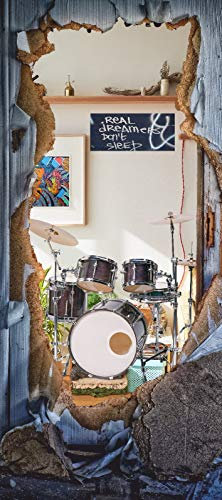 Türposter Schlagzeug Türaufkleber Selbstklebend Musik Wand Schall Laut OK 1076tp