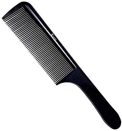 Kobe Professional Flat Top Fading Comb - Black Plastic Cutting and Blending Tool - Durable, Flexible Fade Comb for Barbers