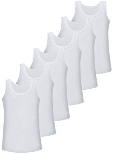 LOREZA ® 6 Pack Jungen Unterhemden 100% Baumwolle Tank Top