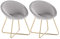 WOLTU Esszimmerstühle 2er Set Küchenstuhl Polsterstuhl Skandinavisch Design Wohnzimmerstuhl Sessel Schminktisch Stuhl, Sitzfläche aus Samt, Goldene Metallbeine, Hellgrau BH217hgr-2