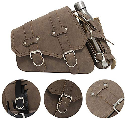 KYN per Harley Sportster XL883 XL1200 Per Suzuki Per Yamaha, borsa laterale impermeabile, borsa porta attrezzi per bicicletta (marrone, sinistra)