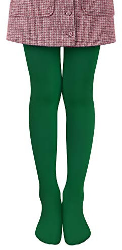 L&K-II Collants enfants collants de ballet filles collants de ballet collants de danse avec pied 80 DEN opaque microfibre coloré 27251 Vert foncé 146/152