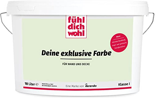 derendo Fühl Dich Wohl Deine Farbe pastell, matte Wandfarbe pastell, hohe Deckkraft, verschiedene Pastelltöne zur Auswahl (10L, Pastellgrün)