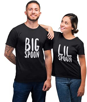 Big Spoon Lil Spoon Couples T-Shirt Husband Wife His Hers Little Spoon