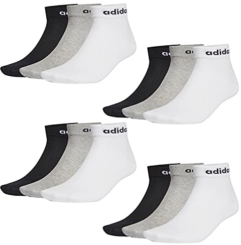 adidas NC Ankle Sneaker/Quarter Socken Unisex Kurzsocke Knöchellang 12 Paar, Farbe:schwarz - weiß - grau, Socken & Strümpfe:43-45