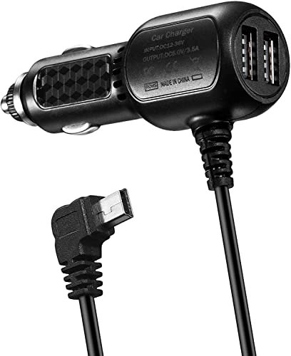 Car Charger Vehicle Power Cable Dash Cam Power Lead 12V to 5V Mini USB Compatible with IIWEY S1 S2 T1,Podazz,CHORTAU Mirror Dash Cam Power Adapter Cable