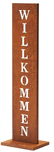 AMARE Standschild Willkommen 20 x 15 x 72 cm, rostfarben