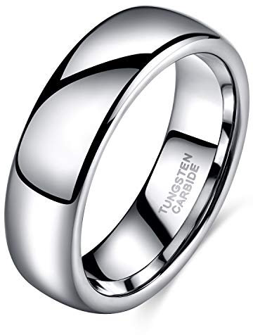 Zakk Ringe Damen Herren Wolfram Silber Vorsteckring Schmal Schlicht Poliert Verlobungsringe Eheringe Trauringe 2mm 4mm 6mm 8mm (6mm,55 (17.5))