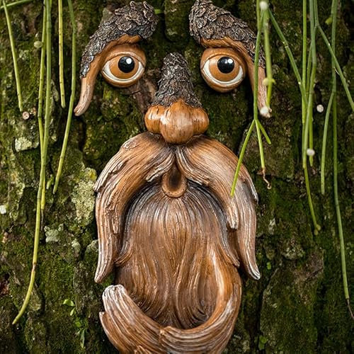LotCow Tree Face Bird Feeder, Funny Old Man Wild Bird Feeder, Outdoor Garden Decor, Yard Art, Halloween Spooky Decoration