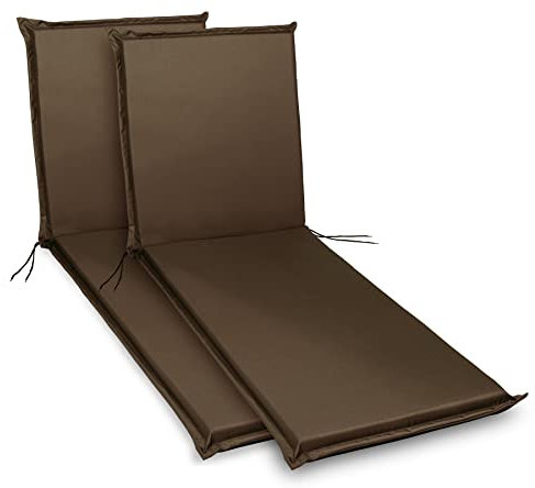sunnypillow 2 Stück Liegenauflagen 190 x 60 | Auflage Polster für Gartenmöbel extra dick 9cm waschbar wasserdicht | Polsterauflagen für Gartenliege Sonnenliege Liegestuhl Kissen | Braun