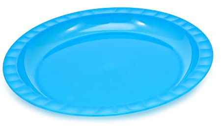 GIO'STYLE Plato llano de plástico alimentario | Ø 25,5 cm | Turquesa | Made in Italy | Perfecto para fiestas, picnics, camping | Línea Trippy