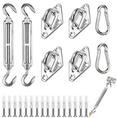 40 pezzi Kit di Fissaggio per Tende, kit di montaggio in acciaio inox Fissaggio per tende a vela, Hardware a Scomparsa per Vela Parasole, Kit di Fissaggio e Installazione per Tenda a Vela Rettangolare