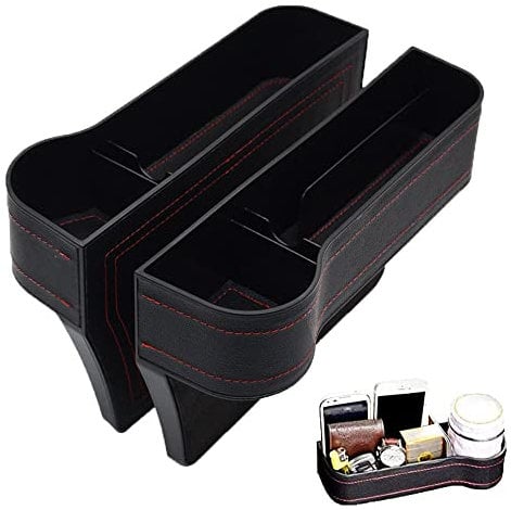 2 Pcs Autositz Gap Organizer,Auto Multifunktionale Aufbewahrungsbox Aufbewahrungsbox Organizer mit Becherhalter,Autositz Side Gap Filler Autositz Autositz Gap Aufbewahrungsbox, Aufbewahrung im Auto