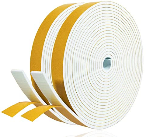 Dichtungsband Selbstklebend Fensterdichtung 25mm(B) x 3mm(D)/10m(L) Fenster Türdichtung Dichtung Schaumstoff Klebeband Schaumstoffstreifen, Gummi-Dichtungsstreifen Schalldämmung Kollision Siegel Weiß