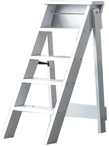 Five-step Ladder, Household Wooden Frame Simple Folding Stepladders Fully Insulated Ladder Stool Black, Brown, White Household ladder