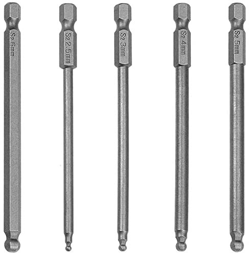 Bestgle kugelkopf bit set 100mm 5 stück ball end hex head bit kugelkopf sechskant schraubendreher bits set 1/4 magnetischen innensechskant schraubendreher set bits elektrische schraubendrehersatz