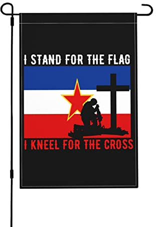 Defiendo La Bandera De Yugoslavia Y Me Arrodillo Ante La Cruz Bandera Nautica Poliester Banners Reforzada Bandera Para Interior Jardin Festivales,70X102Cm