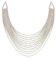 EVER FAITH Mehrschichtige klobige Halskette, Glitter Schillernder Silber-Ton Strass Wasserfall Mehrstrang Multi-Strand Ketten Statement Lätzchen Halskette lange Kette Modeschmuck