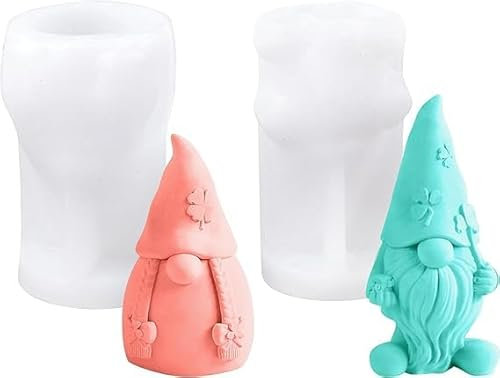2 Stück 3D Wichtel Silikonform,3D Kerzenform Silikon,Silikonform Kerze Weihnachtsmann,Weihnachten Kerzenform,für DIY Silikon Kerzen Gießform,Formen Seifenform,Weihnachtsschmuck Dekoration