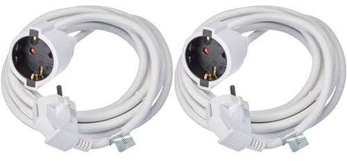 Meister Schutzkontakt-Verlängerung - 3 m Kabel - weiß - Kunststoffleitung - IP20 Innenbereich/Kupplung mit Berührungsschutz/Schuko-Verlängerung / 7432310 (Packung mit 2)