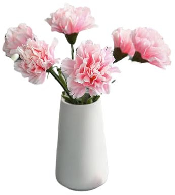 Fairnull Künstliche Nelken, Kunstseide, realistische Nelke, realistisch, kein Gießen, kein Verblassen, Kunstblumen, DIY, Geschenk, Muttertag, Heimdekoration, Rosa, 6 Stück