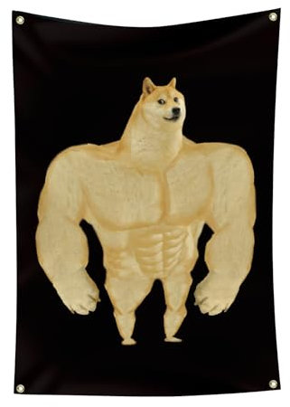 knuvkon Swole Doge Meme Tapisserie, 91 x 122 cm, lustiger Wandteppich für Studentenwohnheim, Dekoration, Teenager, Jungs, Mädchen, Schlafzimmer, Wohnzimmer, Wohnheim, Zuhause, Innenwanddekorationen