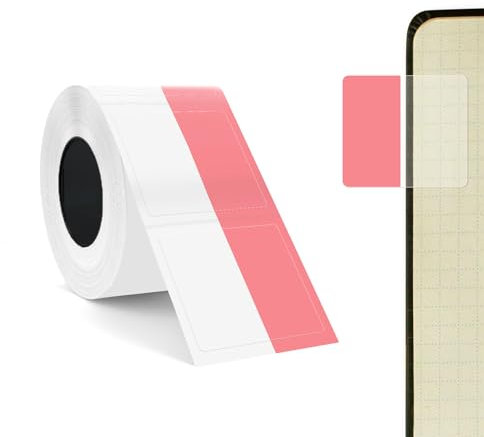 SUPVAN Etiketten selbstklebend wasserfest für T50M Etikettendrucker (25 mm x 13 mm + 15 mm), 100 pro Rolle, Schwarz auf rosa