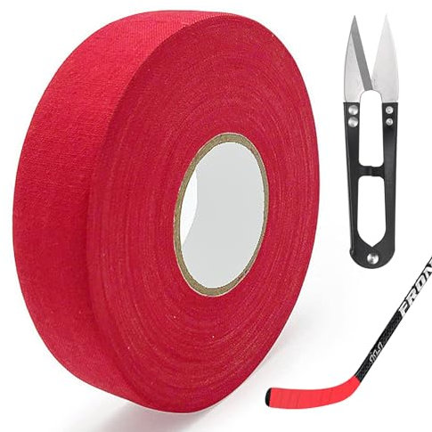 LBING Schläger Tape Hockeyschläger Tape 25M Rutsch Griffband Sporttape Eishockey Griffband Schlägertape Mit 1 Stück Schere (rot)