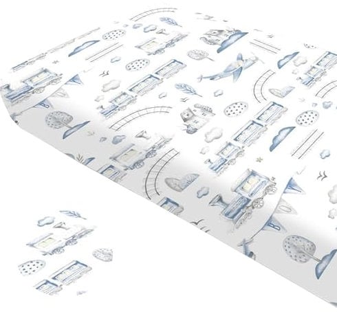 Baby Safe Spannbettlaken Next To Me Bettlaken für Wiege Matratzenschoner für Wiege 120 x 60 cm, 100% Bio-Baumwolle, OEKO-TEX zertifiziert, Kinder-Matratzenschoner | Zug