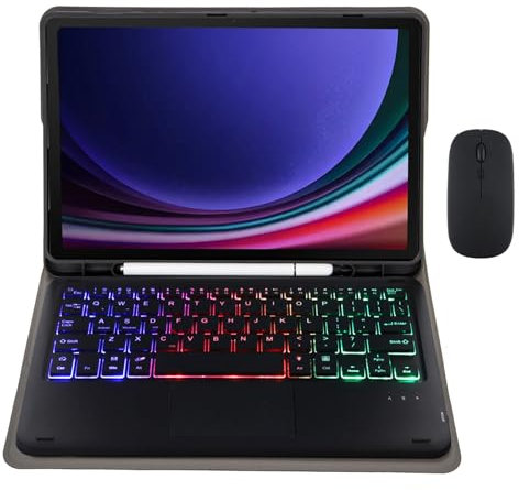 GUPENAA Tastatur Hülle für Samsung Galaxy Tab A7 10.4'' 2020 (SM-T500/T505/T507) mit Touchpad, 7-Farbige Beleuchtung, Magnetische Abnehmbare Kabellose Bluetooth-Tastatur mit Maus,Schwarz