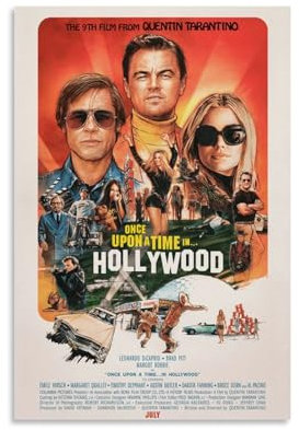 NLiangJi Klassisches Vintage-Filmposter Once upon a time in Hollywood, dekoratives Gemälde, Leinwand, Wandposter und Kunstdruck, moderne Familienschlafzimmer-Dekoration, Poster, 30 x 45 cm