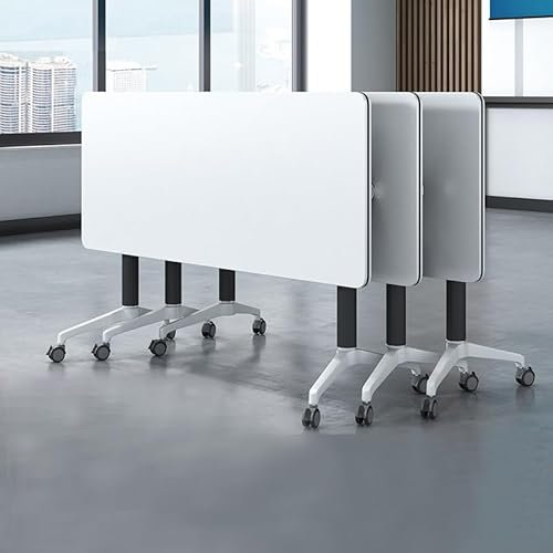 JHKZUDG 3Er-Pack Klappbarer Konferenztisch Rollbarer Besprechungstisch Mit Lenkrollen Mobiler Schulungstisch Mit Klappplatte Für Büro, Besprechungsraum,55in