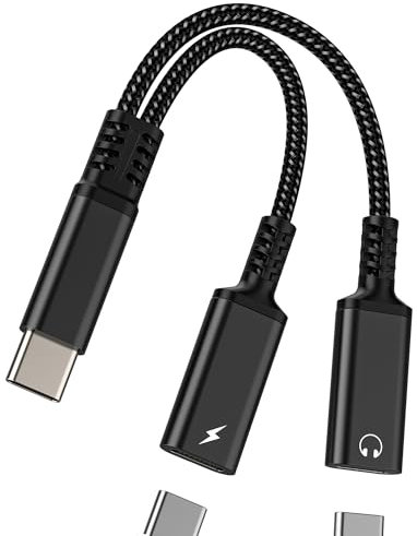 USB C Doppelstecker Kopfhörer Adapter(2in1) Type-C Kabel PD Ladeadapter für Apple iPhone 15 Pro Dual Port Stecker Splitter AUX DAC Audio Cable Laptop Headphone Anschluss Kompatibel für Samsung tp-2tp