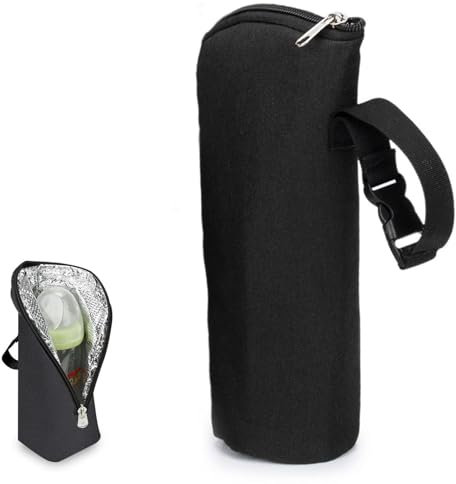 Black Insulated Baby Bottle Bag - Insulation Bag for Baby Milk Bottles, Warmer Portable Thermal Bags for Pram Travel Outdoors