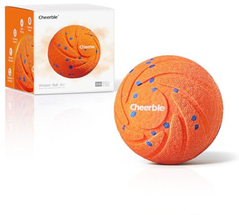 Cheerble Smart Interactive Dog Toys - Wicked Ball AIR, Automatic Moving Bouncing & Rotating Dog Ball with E-TPU Material, IPX7, USB-C Rechargeable, Active Rolling Balls for Medium-Large Dogs(Orange)