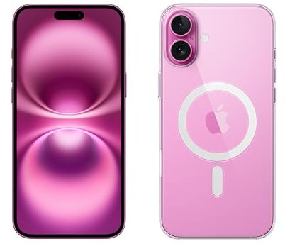 Apple iPhone 16 Plus (128 GB) - Rosa + Funda Transparente con MagSafe