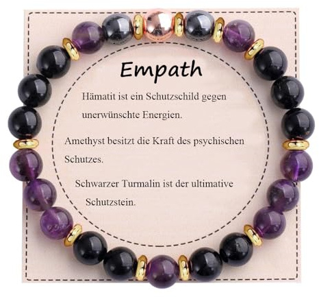 UEUC Heilstein-Perlenarmband für Frauen, Armband mit natürlichen Edelsteinen, Gleichgewichtsschutz, spirituelles Kristallperlenarmband zur Angstlinderung mit Bedeutungskarte