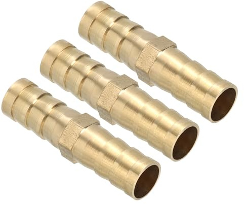 PATIKIL 3/8 Brass Hose Barb Fitting, 5 Pcs Straight Barb Union Fittings Metals Splicer Mender Connector Barbed Adapter Air Hose Repair Kit for Water Oil Fuel Gas