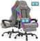 Devoko Gaming Stuhl mit Stoff, mit LED, Ergonomischer Bürostuhl mit Massage und Teleskop Fußstütze, Gamingstuhl mit Verstellbarer Rückenlehne 90-135°, Gaming-Stuhl 150 kg belastbarkeit, Grau