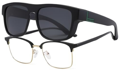 Long Keeper Polarisierte Überzieh Sonnenbrille Herren Damen Blendschutz Autofahrer Sonnenbrille Überbrille für Brillenträger Sonnenbrillen UV400 Schutz (Schwarz Grün Rahmen – Dunkelgrau Gläser)
