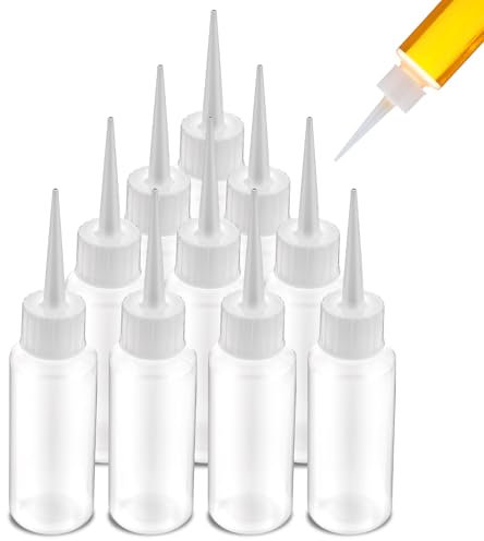 10 Stück 50ml Squeeze-Flaschen, Plastik Quetschflaschen Transparent,Liquid Flaschen Leere Quetschflasche Kleine Squeeze Flasche mit 10 Squeeze-Köpfen für Flüssigkeiten,Kleber Dressings Soßen und Öle