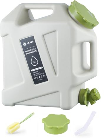 RuiDay 12L Reservoir Eau Camping Car,Portable Bidon d'eau avec Poignée,Jerrican Alimentaire avec Robinet,Bidon d'eau sans BPA, Parfait pour Voyage, Camping, Barbecue, Pêche (12L- Blanc)