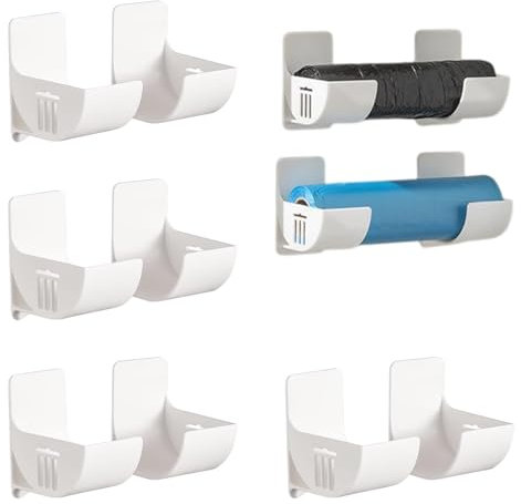 CANCYCC 8 Stück Wandmontierter Müllbeutelhalter, Nein Stanzen Küchen Organizer, Wand Montierter Müllsack Spender, Müllbeutel Organizer, für Küche Aufbewahrung und Organisation Küchen Zubehör