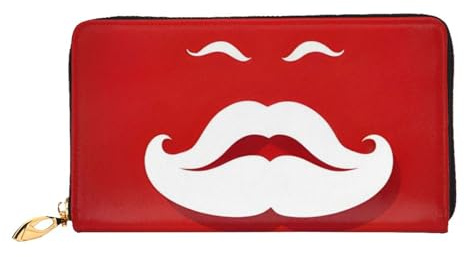 BKTRAVERPT Lange Geldbörse aus Leder, niedlicher Weihnachtsmann-Druck mit Reißverschluss, stilvoller Kreditkarten-Organizer, Clutch-Tasche für Damen und Herren, Handy-Geldbörse, 3D-Druckmuster,